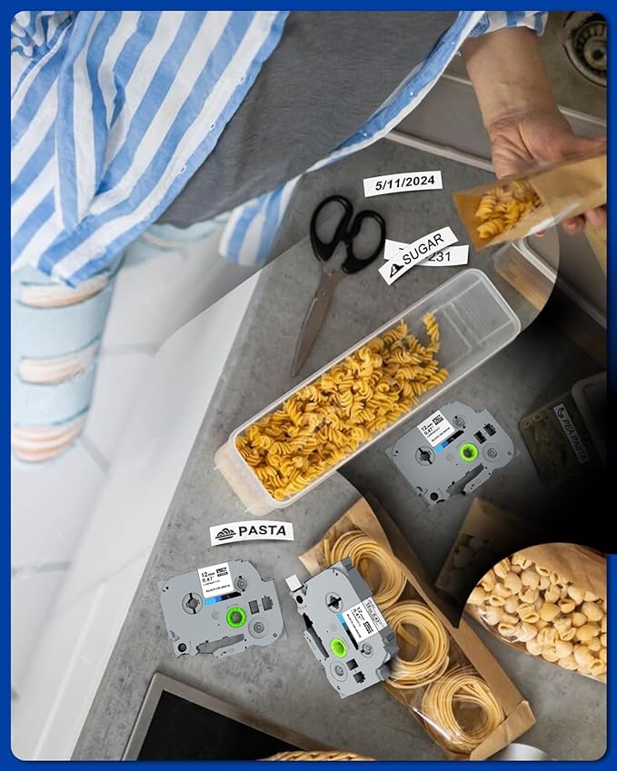 8Pk Replace for Brother Label Maker Tape 12mm 0.47 White Work with Brother P Touch Label Tape TZ TZe 1/2" Black on White TZe-231 for P-Touch PT-H103w H110 D210 D220 D400 1180 1280 1890 2040,8m 26.2ft