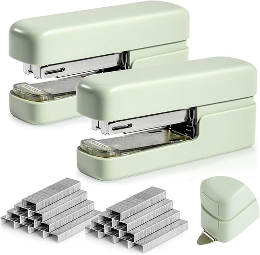 deli Stapler, Desktop Staplers with Integrated Staple Remover, 45 Sheet Capacity Office Stapler, 2 Pack, Green