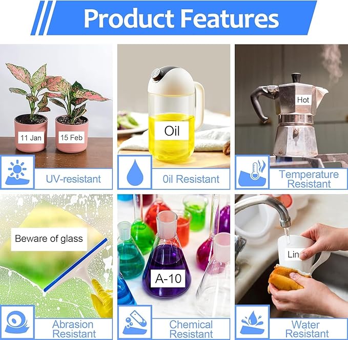 6PK 18mm 0.7'' Laminated White Tape Compatible for Brother P-Touch Label Maker Tape TZe-241 TZe TZ Label Tape TZ-241 TZe241 TZ241 Black on White for PT-D400 D410 D600 D610BT D460BT