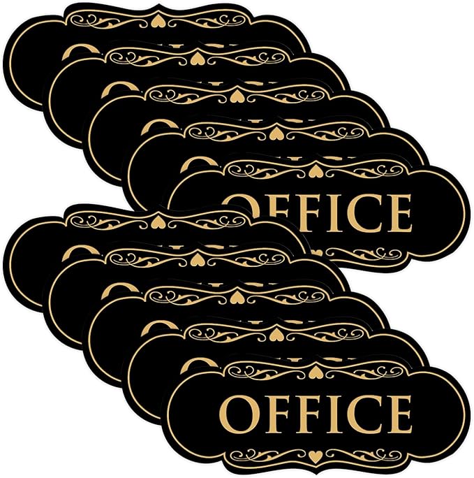 All Quality Designer Office Sign | Easy Installation - Brushed Gold - Small (10 Pack)
