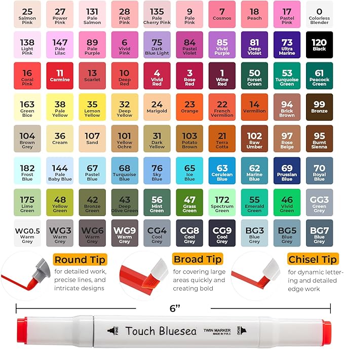 Y YOMA 80 Color Alcohol Markers Dual Tip Art Drawing Coloring Marker Permanent Sketch School Supplies Aesthetic Gift for Kids Adults Comic Anime Manga Illustration