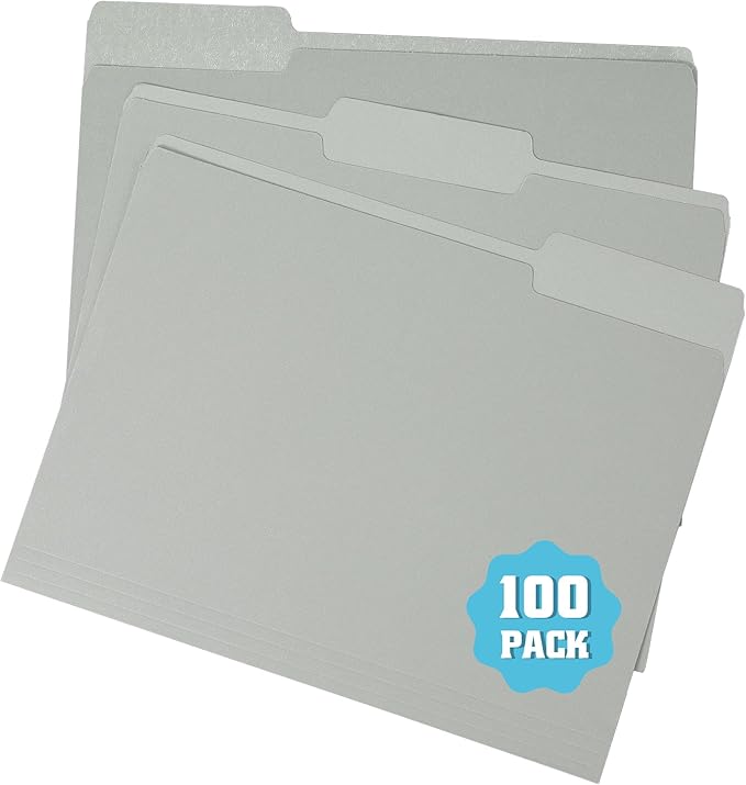 Colorful File Folders with Tabs –Colored File Folders,1/3 Cut Top Tabs,Letter Size,Durable 11pt Paper,Two Tone,Assorted Colors,Bulk 100 Pack (4281U)