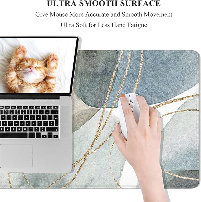 Desk Mat, 32" x 12" XXL Extended Large Gaming Mouse Pad, Desktop Decor Desk Pad, Cute Men Women Office Supplies and Accessories, XL Mouse Mat for Laptop & Keyboard, Minimalism Abstract Art