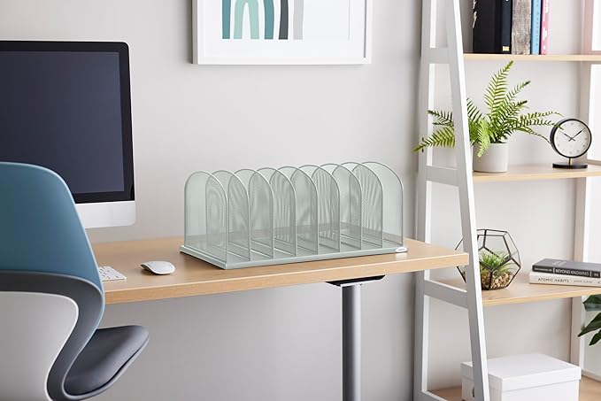 Safco Onyx Desk Organizer with 8 Vertical Sections, File Organizer for Home, Office, Classroom & More, Steel Mesh Construction