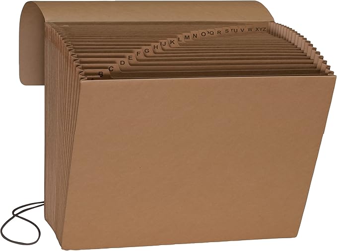 Smead Expanding File with Flap and Cord Closure, 21 Pockets, Alphabetic (A-Z), Letter Size, Kraft (70121)