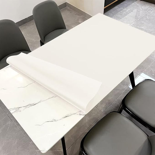 Leather Table Cover,1.8mm Thick,30x48 Inch Table Protector,Table Pads for Dining Room Table Rectangular,Table Cover Protector.(White+White,30x48)