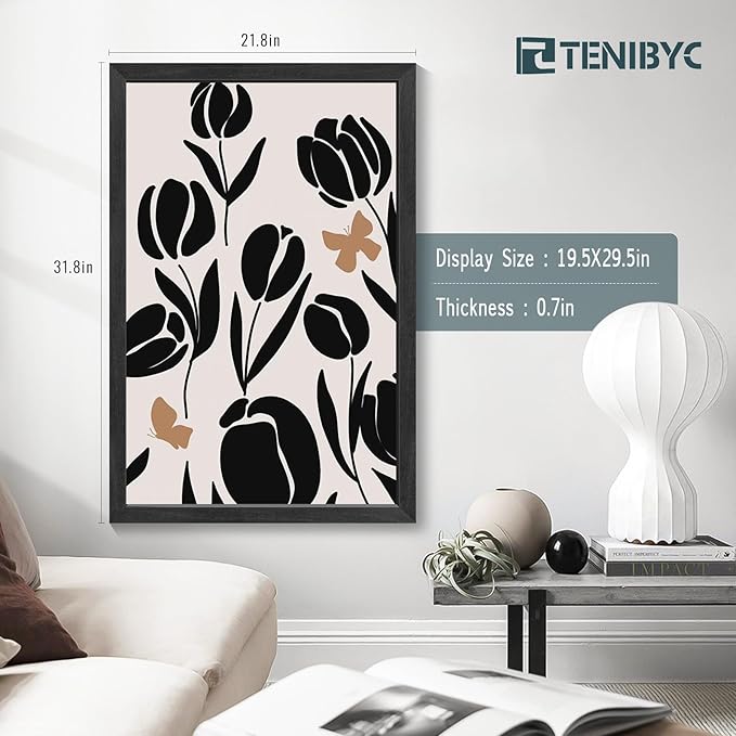 20x30 Poster Frame 4 Pack - Black Solid Wood Picture Photo Frame - Woodgrain Series - Room, Office, Gallery, Studio Display - Wall Hanging