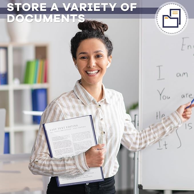 Henoyso 48 Pcs Plastic Folders with Clear Front Pocket and 3 Prong Take Home Plastic 2 Pocket Folder Back to School for Students Parent Teacher Communication for School Office (Navy Blue)