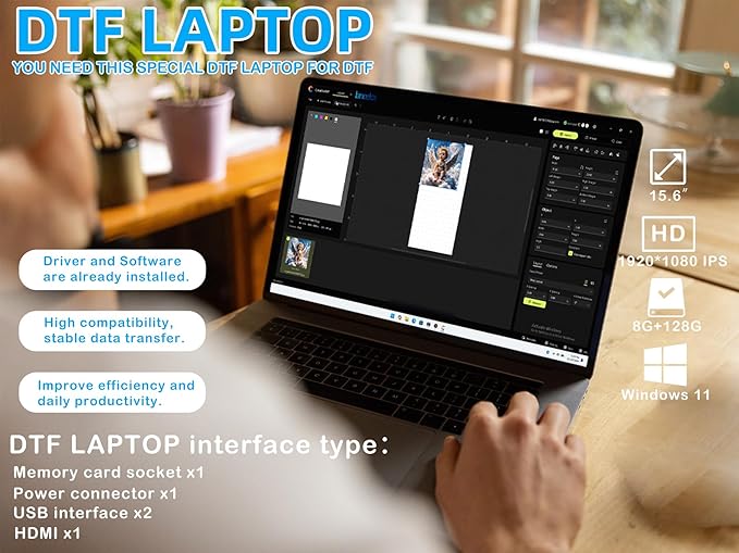 Lancelot A3 L1800 DTF Printer,T Shirt Maker Machine with Roll Feeder,DTF Laptop,White Ink Circulation,Fabric Transfer Printing Machine for Small Business(Printer+Software+Computer+Consumables)