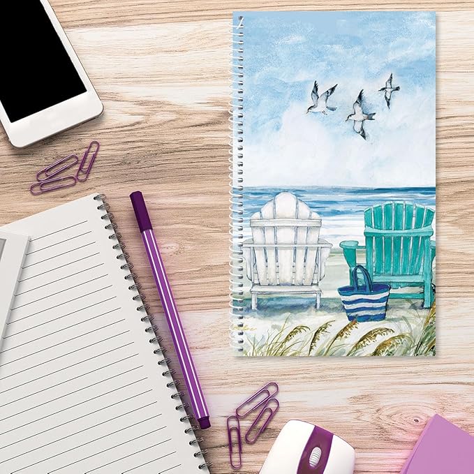 Current By The Sea Password & PIN Keeper Book, 94 Pages, 5” x 8.5” Size Spiral Bound, Soft Cover Internet Organizer for Offline Website, Login, & Username Storage