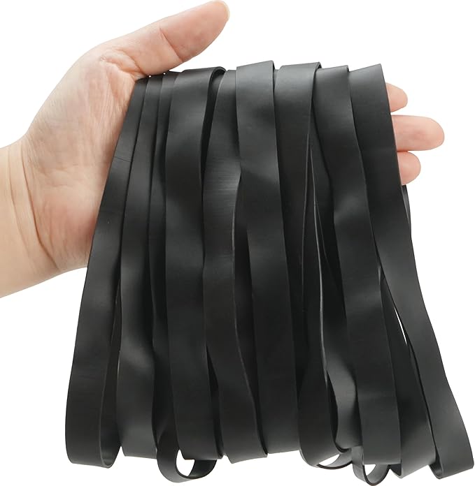 LotFancy Large Rubber Bands, 30Pcs Size #107 Big Wide Elastic Bands, Heavy Duty Black Long Rubber Bands for Office Supplies