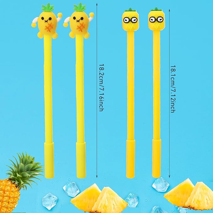 30 Pcs Cute Pineapple Gel Ink Pens Fun Kawaii Fruit Writing Pens 0.5 mm Black Ink Cool Novelty Fun Pens for Office Home School Supplies Student Present (Cute Pineapple)