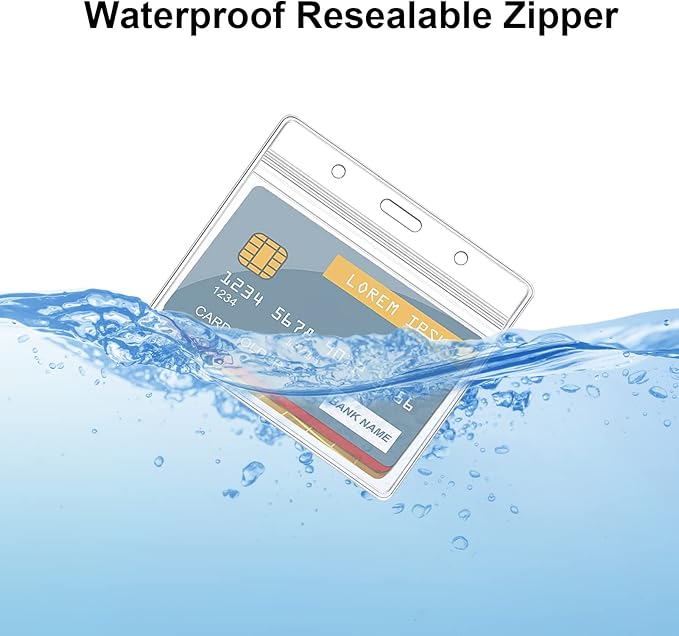 100 Pcs Clear Badge Holder Horizontal ID Card Holder Waterproof Plastic Card Name Badge Holder for Office, School, Conference