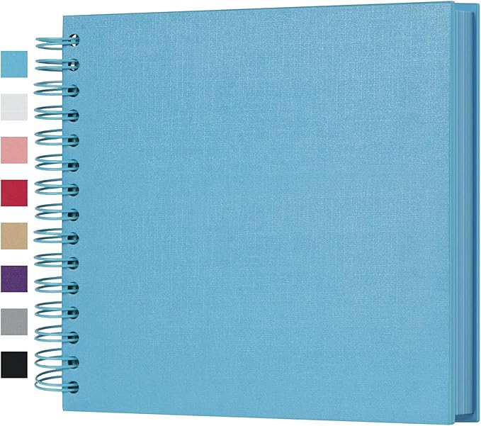 potricher 8 x 8 Inch DIY Scrapbook Photo Album 80 Pages Thick Kraft Blank Blue Paper Memory Book for Wedding and Anniversary Family (Blue, 8 Inch)
