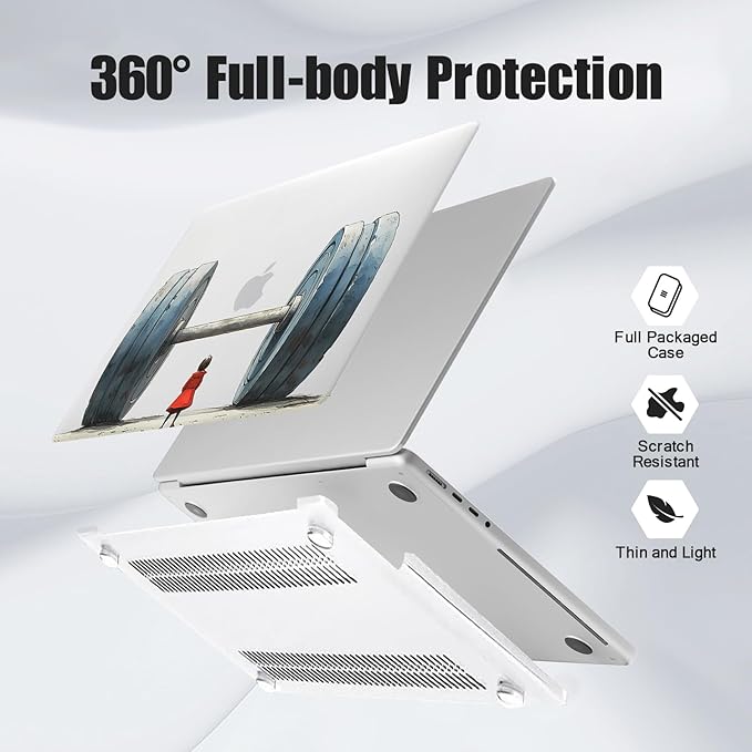 DTangLsm Compatible for MacBook Air 13 inch Case 2025 2024 2023 2022 M4 M3 M2 A3240 A3113 A2681, Smooth Plastic Hard Shell Protective Cover for MacBook Air 13.6 Laptop Case+Keyboard Cover, Big Barbell