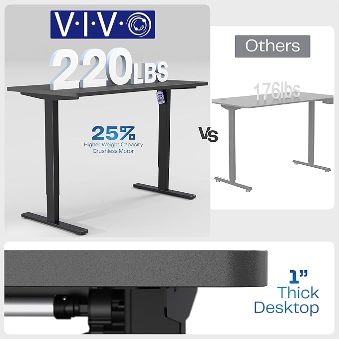 VIVO Electric 55 x 28 in Standing Desk, Memory Height Adjustment, 1B Series, One-Piece Light Wood Top, Black Frame, DESK-KIT-1B55C