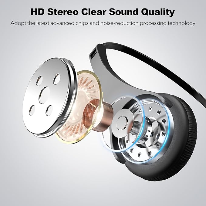 USB Headset with Microphone,Wired On Ear Computer Headphones with Noise Cancelling Microphone for Laptop PC,in-line Control for Work, Office, Teams, Zoom, Skype, Online Class