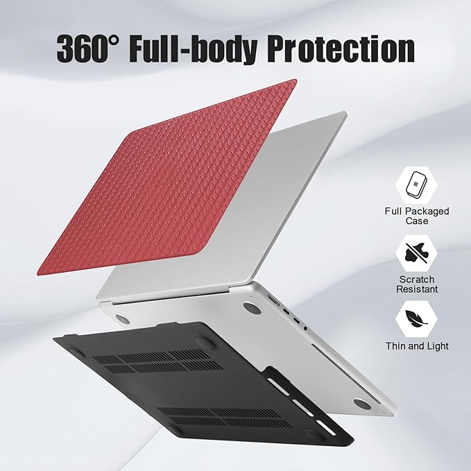 DTangLsm for MacBook Air 13 inch Case 2022 2021 2020-2018 Release A2337 M1 A2179 A1932, Woven Fabric Textured Elegant Leather Hard Shell Cover for MacBook Air 13.3 M1 Case + Keyboard Cover, Burgandy