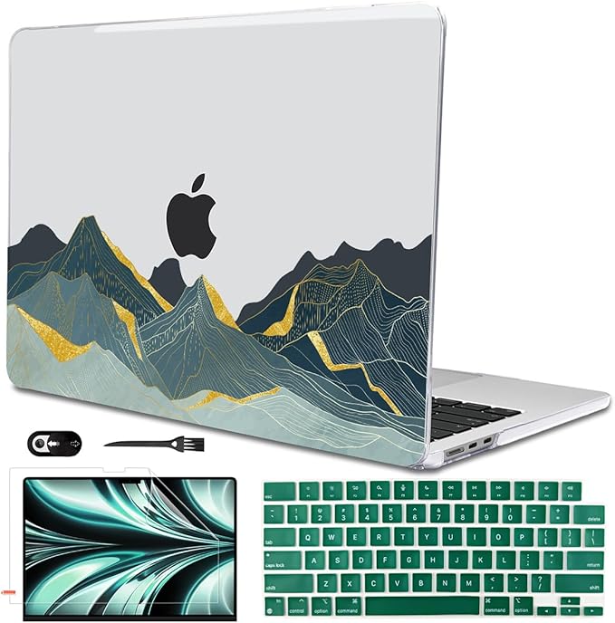 for 2022 2023 2024 2025 MacBook Air 13.6 inch Case M4 A3240 A3113 M3 A2681 M2, Crystal Plastic Hard Shell Case Keyboard Cover for Mac Air 13.6 M4 Liquid Retina Display, Circling Mountain