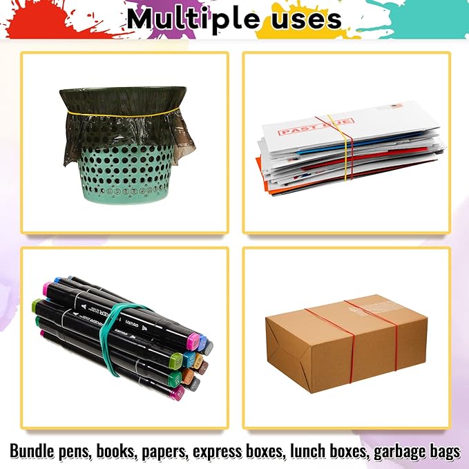 Patelai 480 Pieces Large Rubber Bands Elastic Big Thick Rubber Bands for Office Home Trash Can File Folders Box Packing Supplies(Vintage Color)