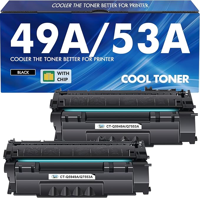 49A Q5949A 1320 Toner Cartridge Black 2-Pack Compatible Replacement for HP 49A 49X 53A 53X Q5949A Q5949X Q7553A Q7553X for HP 1320 1320n 1320tn P2015 P2015dn 1160 3390 3392 P2014 P2015d Printer Ink