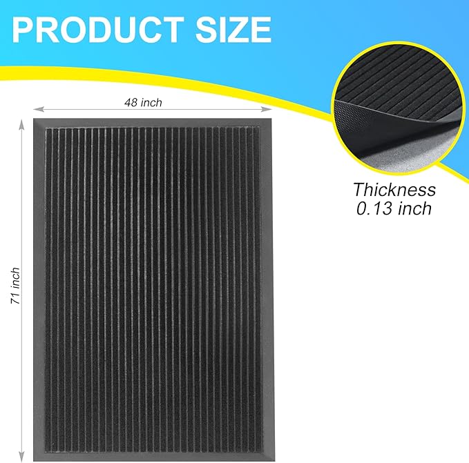 Vicwe Front Door Mat Indoor Outdoor Entrance, 71"x48" Heavy Duty Non-Slip Rubber Doormats, Low Profile,Easy Clean Entryway Floor Mats for Outside, Porch, Patios,Black