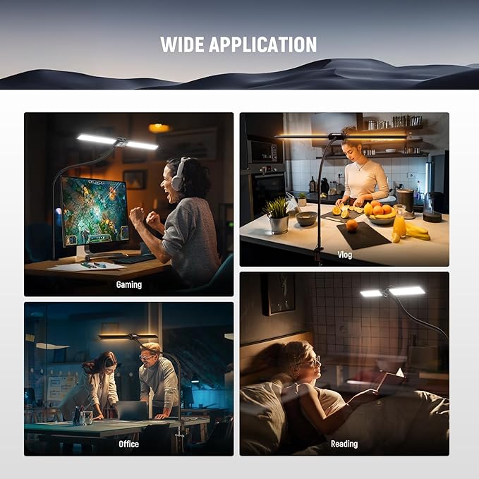 NEEWER Entry Level Version 32" LED Desk Clamp Lamp for Home Office & Dorm, 20W Dual Computer Monitor Architect Light Bar, Flexible Overhead 2200lux/Remote/5 Modes CRI80+ for Designer Drafting, N21