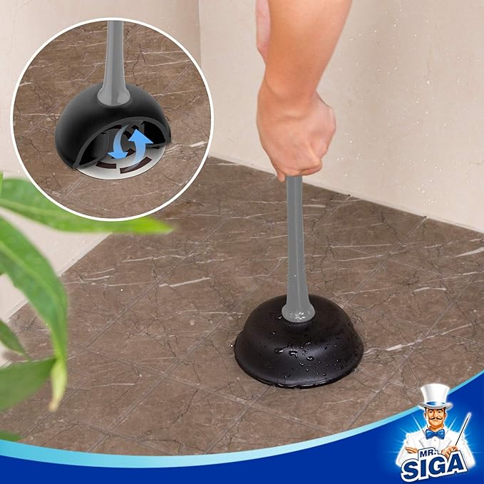 MR.SIGA Toilet Plunger and Bowl Brush Combo for Bathroom Cleaning, Gray, 1 Set