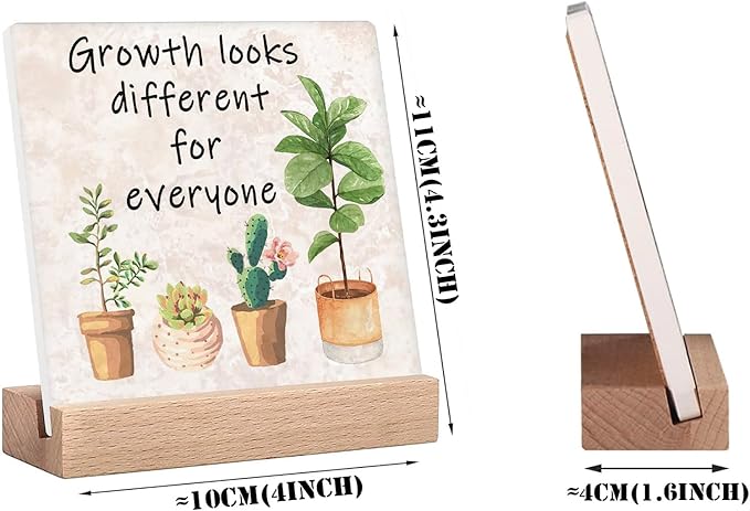 Inspirational Office Desk Decor Sign Gifts For Women Social Worker Motivational Quotes Desk Decor Growth Looks Different For Everyone Signs Cute Plant Office Decorations For Work Table Decor Sign
