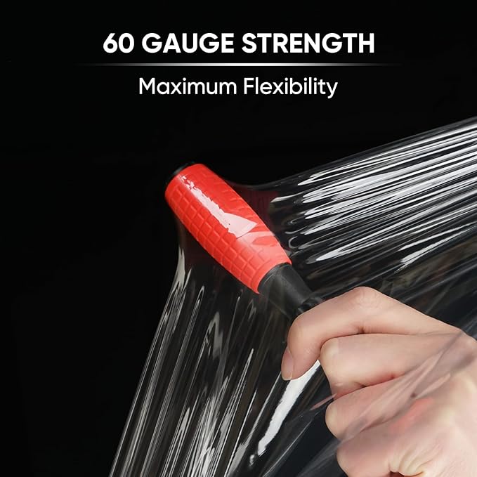 TICONN 2Pk Stretch Wrap Stretch Film Roll, 1000ft Industrial Strength 15 inch Wide Clear Plastic Wrap with Handles for Pallet Wrapping Shipping Moving