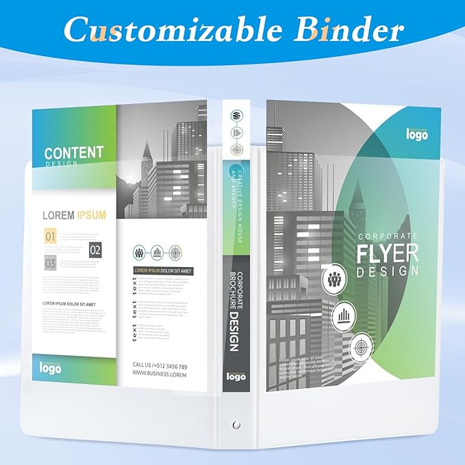 1.5-inch Round Ring Binder, 1-1/2'' 3 Ring Binder Fit Letter Size Paper, Presentation View Binders, White, 6-Pack