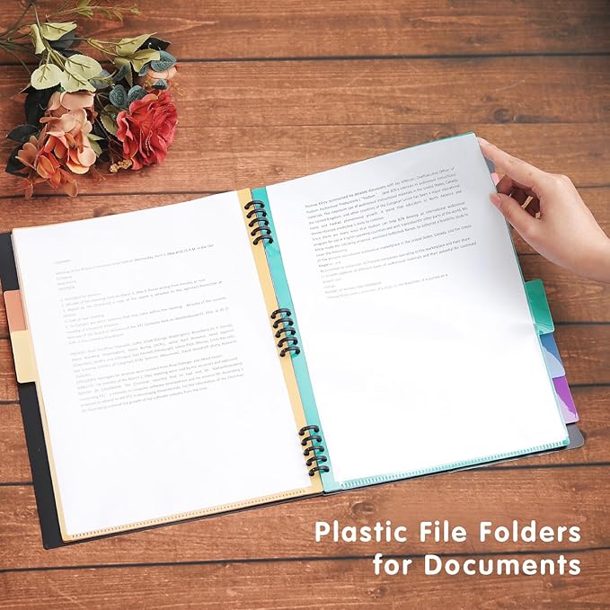 12-Pocket Expanding File Folder with Removable Pages, 6 Numbered Tabs, Colorful A4 Organizer for Office and School