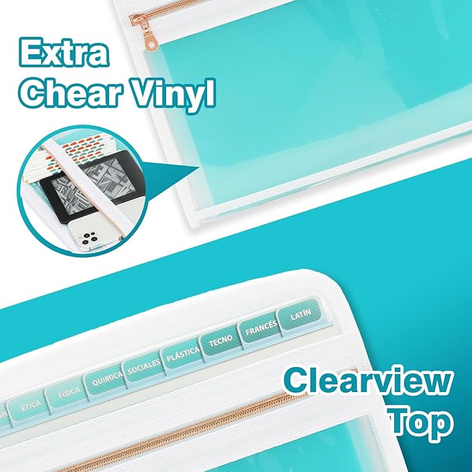 H4D 13 Pocket Expanding File Folder Organizer with Front Clear Pounch, Accordion File Organizer with Zipper Clourse, Fit for Letter Size Papers, Teal