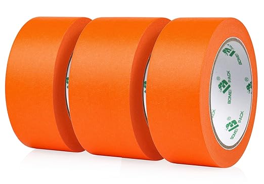 BOMEI PACK 3 Pack Orange Painters Tape, 2inch x 30yds, Multi Size Painting Masking Tape, Clean Release Paper Tape for Home and Office