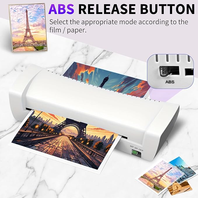 9 Inch Laminator Machine for Documents and Photos, 6 in1 A4 Thermal Laminator Machine with Never Jam Technology, 15 Laminating Sheets, 5 Mil Thick, Use for Home Office School