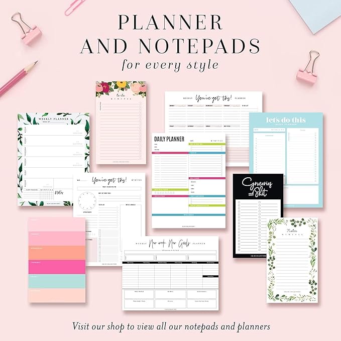Bliss Collections Weekly Planning Pad, To Do List Notebook - Undated Tear-Off Sheets Notepad - Work Calendar, Organizer, Scheduler for Goals, Tasks - Minimalist, 8.5" x 11", 50 Sheets