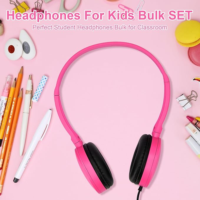 30 Pcs Kids Bulk Headphones for Classroom School, Classroom Headphones Bulk, Compatible with 3.5mm Jack for Library Children Adults Office Gifts (Mixed Colors)