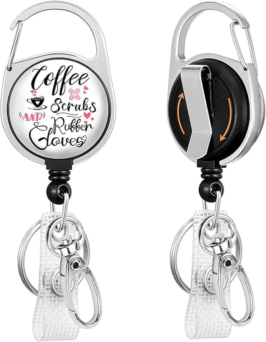 Gctriki Nurse Badge Reel Retractable Heavy Duty with 360 Degrees Swivel Carabiner Belt Clip, Funny Id Holder Badge Clips Retractable ID Card Holder for Nurses, Nurse Teacher Appreciation Gifts