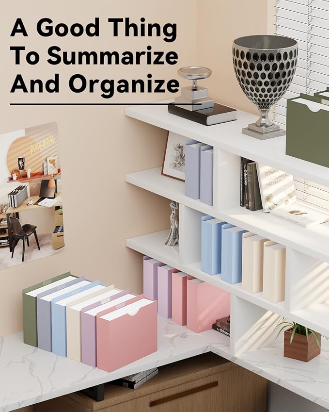 ANSOOK Plastic 3" File Jackets,Manilla Folders 8.5 x 11 Letter Size,12 Pack Expanding File Folder,Heavy Duty Expansion Pocket,Reinforced Straight Cut Tab,Morandi Color Manila Folders for Office Home