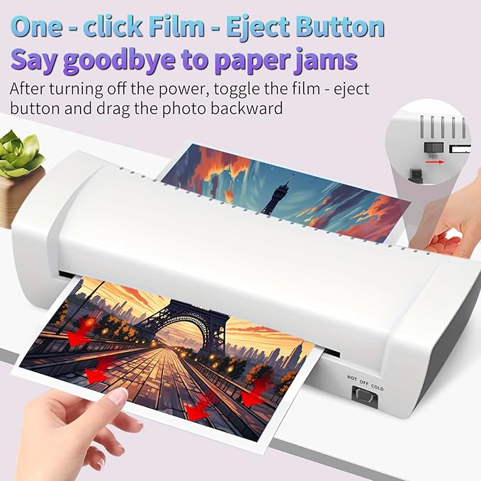 9 Inch Laminator Machine for Documents and Photos, 6 in1 A4 Thermal Laminator Machine with Never Jam Technology, 15 Laminating Sheets, 5 Mil Thick, Use for Home Office School