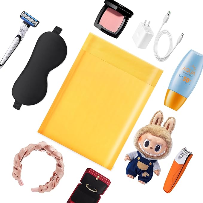 52Pack Yellow 6x10inch Kraft Bubble Mailers Small Business Mailing Packages Self-Sealing Paper Envelopes, Mailer Shipping Padded Envelopes with Strong Adhesion for Jewelry Makeup Supplies