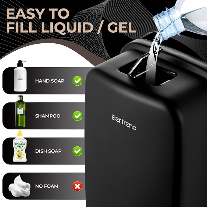 Commercial Soap Dispenser Wall Mount Stainless Steel Soap Dispensers Liquid Manual Anti-Leak Pump Hand Soap Dispenser for Bathroom Kitchen Black (28 fl.oz./800ml)