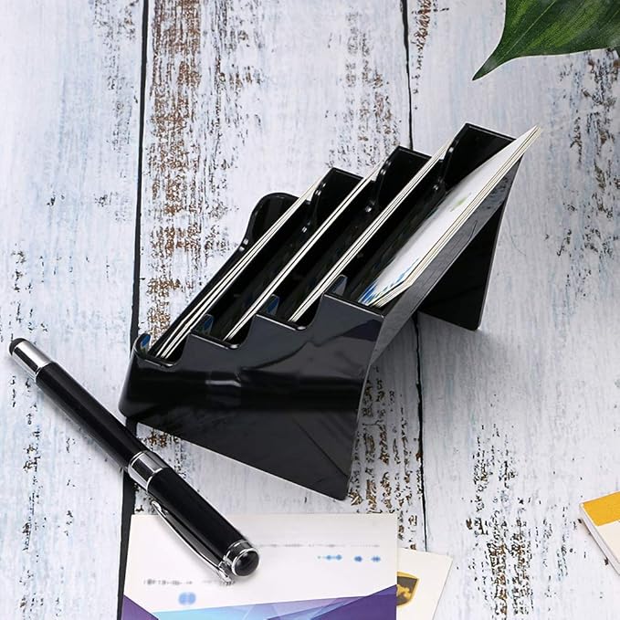 Hipiwe 2 Packs 4-Tier Acrylic Business card Holder Stand Clear Desktop Index Card Filing Card Holder Diaplay