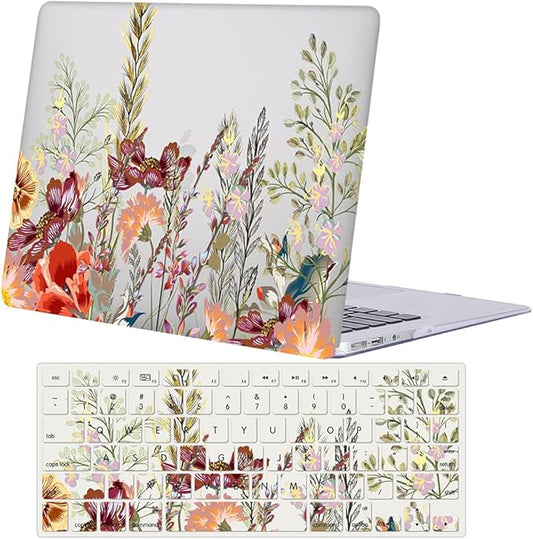Case Compatible with MacBook Pro 13 Inch 2015 2014 2013 2012 Model A1502 & A1425, Plastic Hard Shell Protective Case with Keyboard Cover for Mac Pro Retina 13 Old Version - Flower