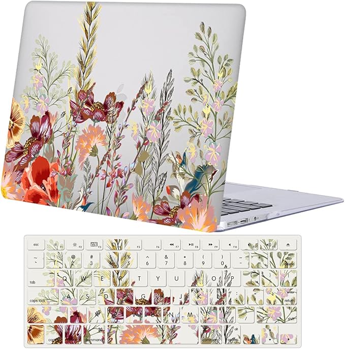 Bandless Protective Case Compatible with MacBook Pro 14'' 2021 M1 Pro/Max Model A2442, Plastic Laptop Hard Shell Case with Keyboard Cover Skin for MacBook Pro 14'' with Touch ID - Flower