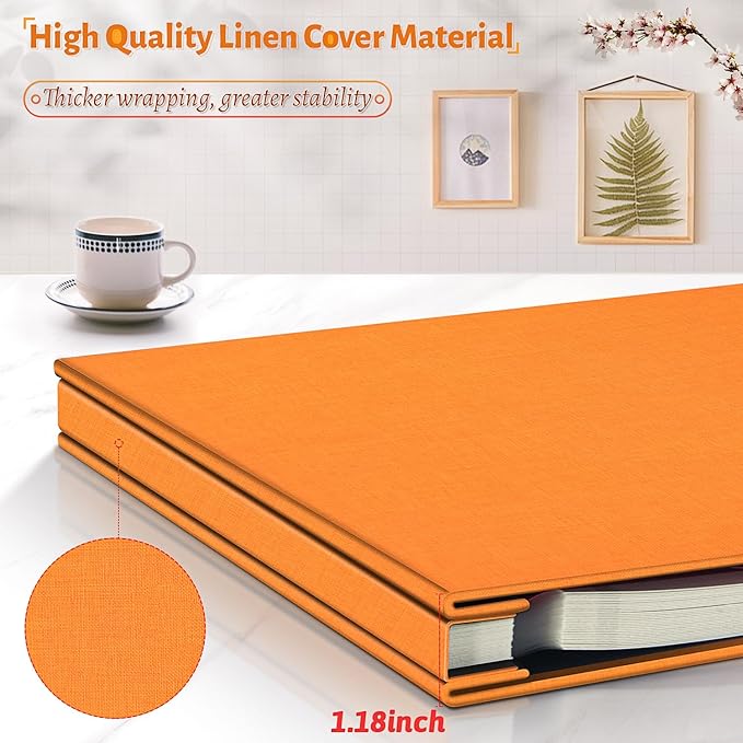 Photo Album Self Adhesive Scrapbook,Large Photo Book for 4x6,5x7,8x10 Pictures,DIY Album for Baby Wedding Family Travel Birthday,with Metallic Pen and Scraper