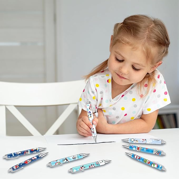 Idealmuzik Penguin Pens Set – Cute Penguin-Themed Gel Pens for Kids, Teachers, and Office Gift Exchange – Funny Penguin Designs – Perfect Stationery Gifts, Party Favors, and Stocking Stuffers, 8 Pack