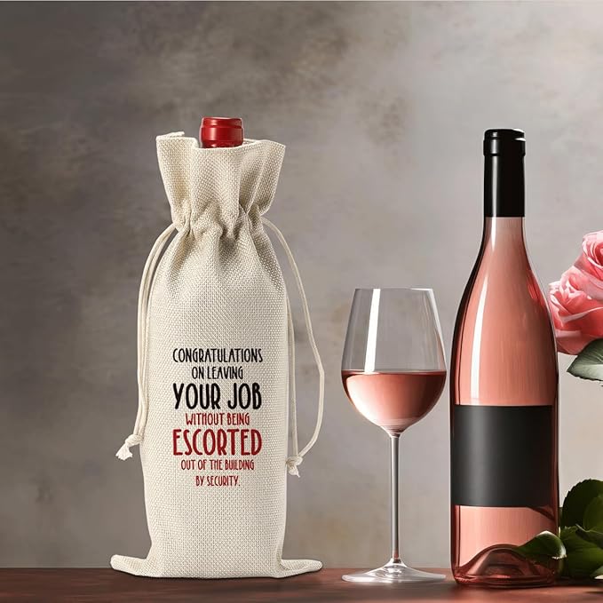 Funny Retirement Gifts for Woman Men Happy Retirement Party Decorations Retired Leaving Gifts for Coworkers Boss Congratulations On Leaving Your Job Sign Wine Bag