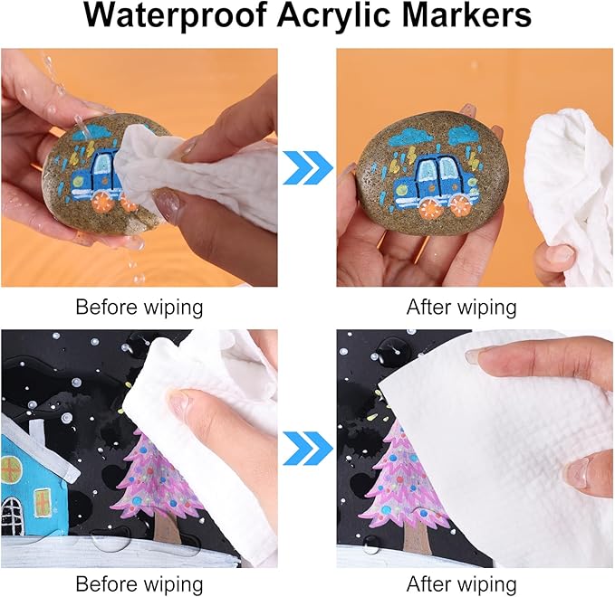 100 Colors Waterproof Dual Tip Acrylic Paint Pens, Dot & Fine Tip Premium Coloring Drawing Markers Set for Wood, Rock, Canvas, Glass, Ceramic Surfaces and DIY Crafts Making Art Supplies