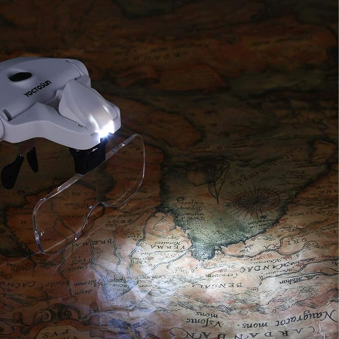 YOCTOSUN LED Head Magnifier, Rechargeable Hands Free Headband Magnifying Glasses with 2 Led, Professional Jeweler's Loupe Light Bracket and Headband are Interchangeable